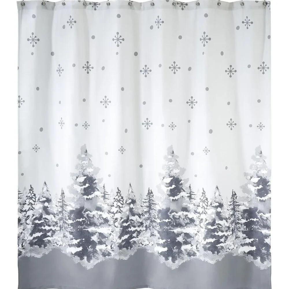 Avanti Linens Shower Curtain Winter Printed Fabric Trees Collection, 72